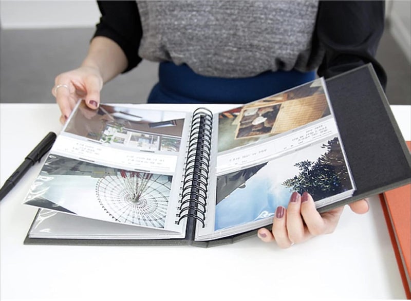 dalgaru Aesthetic Simple Lovely Korean Hard Cover 4 x 6 in Photo Album Book for couples, family, baby, wedding - holds 100 photos includes 50 double sided memo slips/spiral bound (Navy) - Image 5